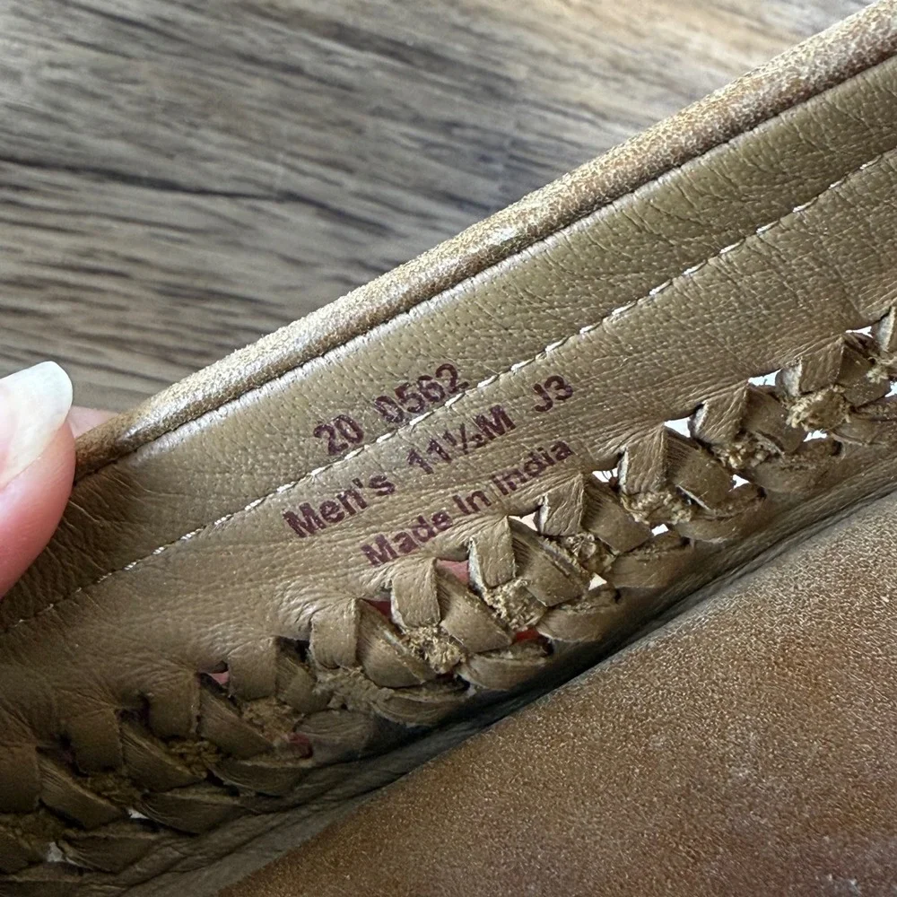Good Johnston & Murphy Woven Loafers Men's 11.5 M Tan Sheepskin 20-0562
